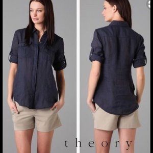 THEORY Marandel Common Ramie Button Front Shirt